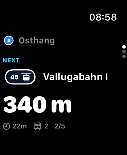 Vallugabahn I in 340 m.